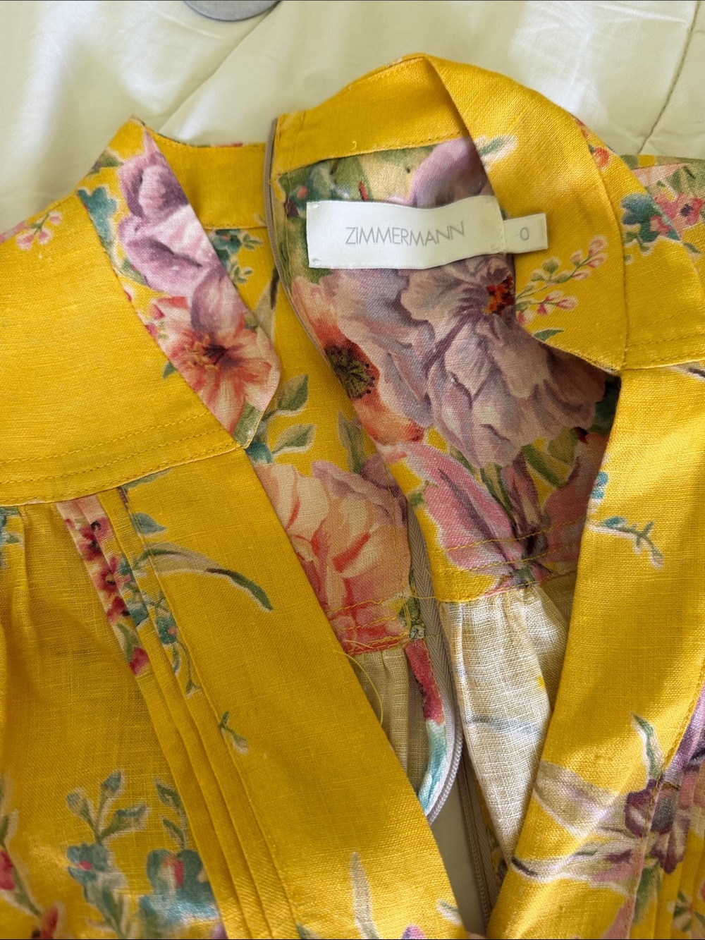 Zimmermann Yellow Floral Maxi Dress with Pink & Green Accents - Picture 3 of 3